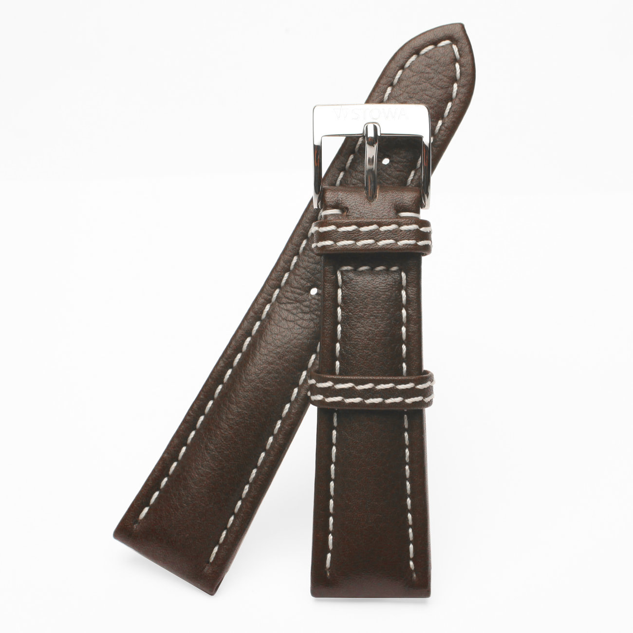 Leather strap with white stitching 拡大画像